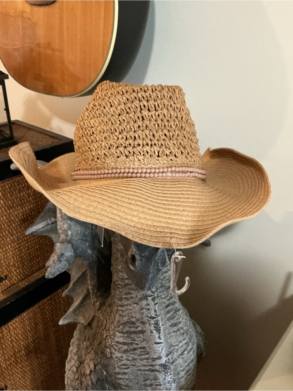 Crown Vintage Straw Wide-Brim Sun Hat in Natural Tan Size Small New w Tags - Picture 2 of 15
